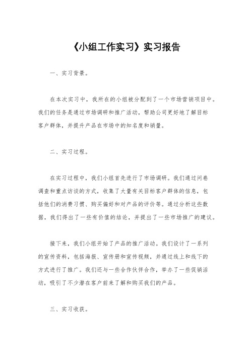 《小组工作实习》实习报告