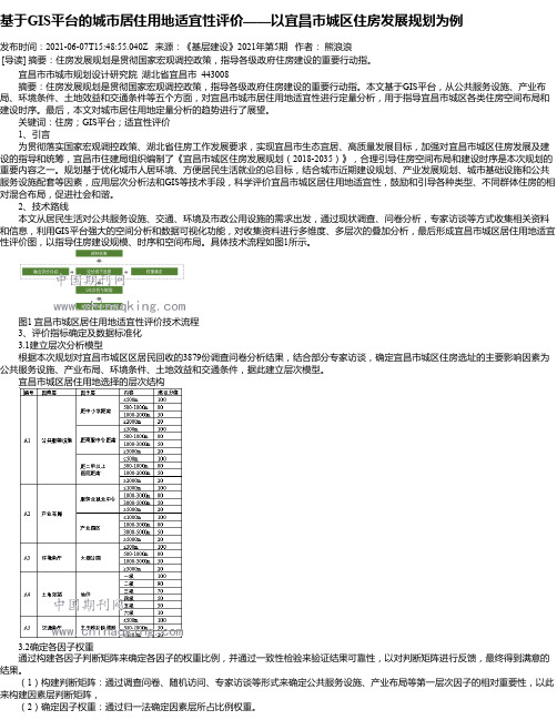 基于GIS平台的城市居住用地适宜性评价——以宜昌市城区住房发展规划为例