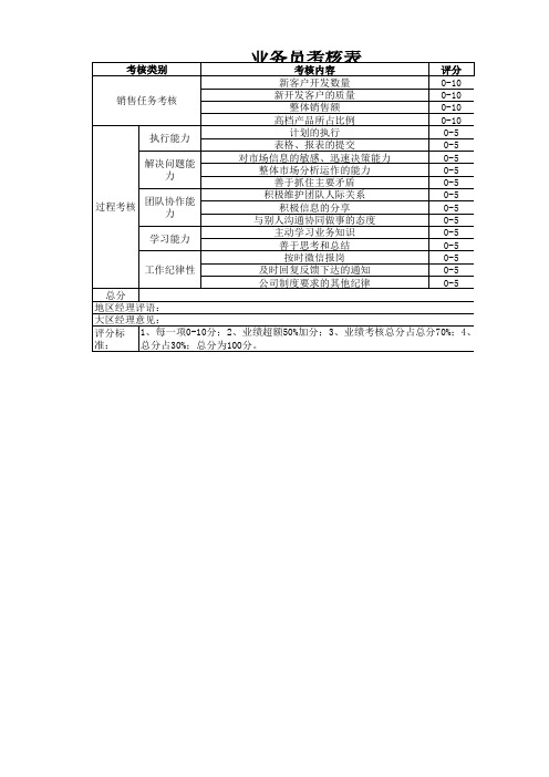 业务员考核表