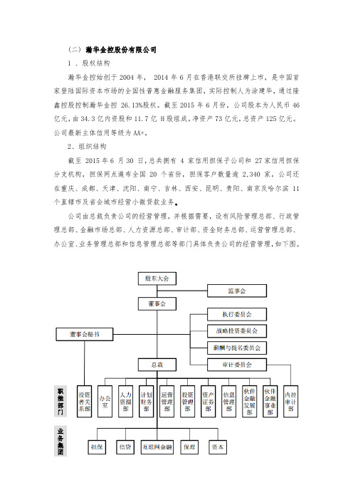 国内排名前5的担保公司现状及比较(2015年底)