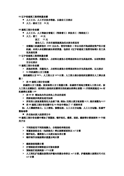 04定额与08定额区别