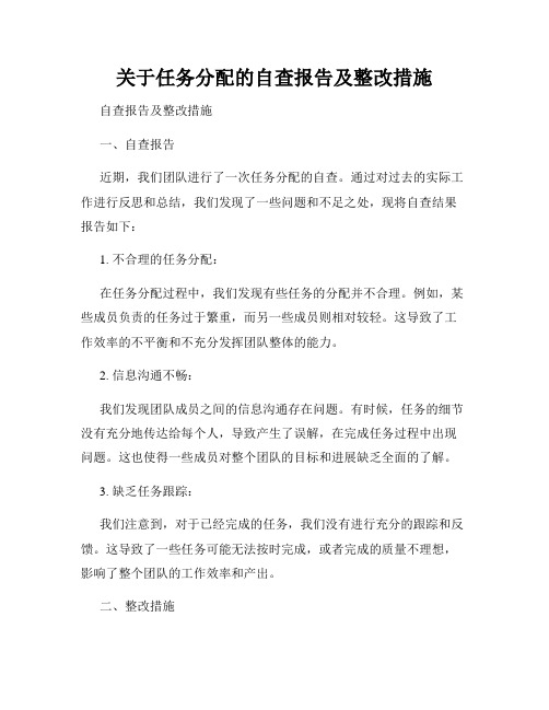 关于任务分配的自查报告及整改措施