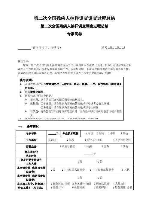 第二次全国残疾人抽样调查调查过程总结