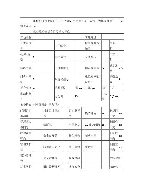 日立电梯调试报告-自检报告必备