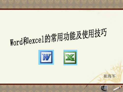 Word及Excel的常用功能及使用.