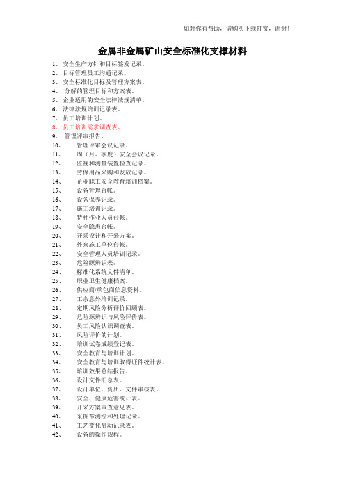 安全生产标准化支撑材料