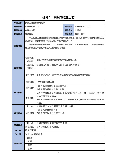 教案(苗银课程1：苗银的拉丝工艺))