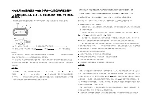 河南省周口市淮阳县第一高级中学高一生物联考试题含解析