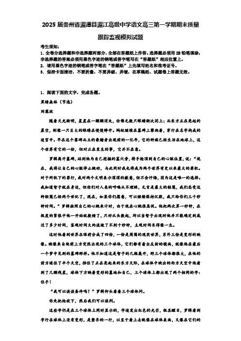 2025届贵州省湄潭县湄江高级中学语文高三第一学期期末质量跟踪监视模拟试题含解析