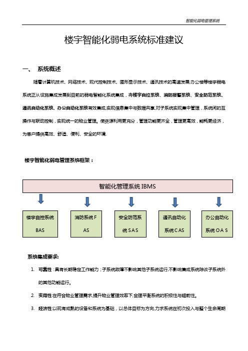 楼宇智能化弱电系统标准建议