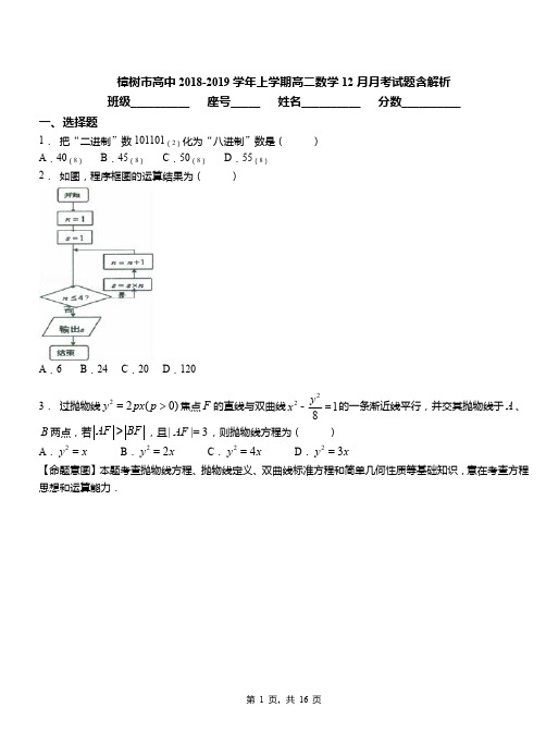 樟树市高中2018-2019学年上学期高二数学12月月考试题含解析