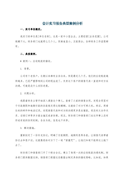 会计实习报告典型案例分析