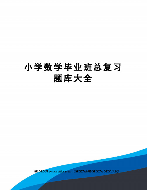 小学数学毕业班总复习题库大全精编版