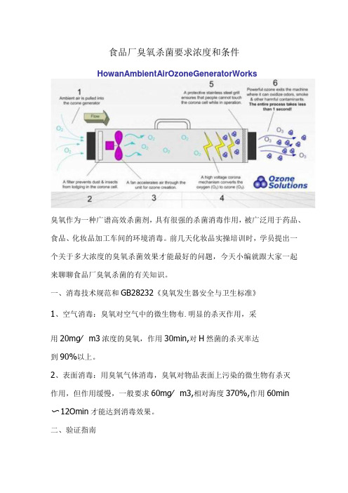 食品厂臭氧杀菌要求浓度和条件