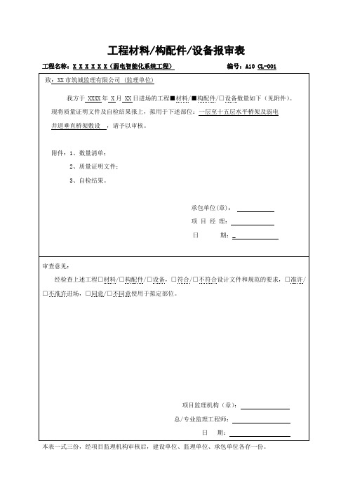 [精品工厂表格]工程材料报审表