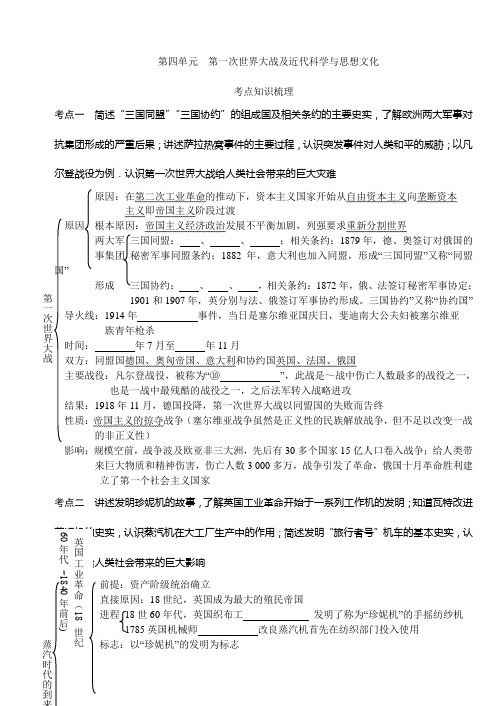 九年级上册 第7.8单元  第一次世界大战及近代科学与思想文化