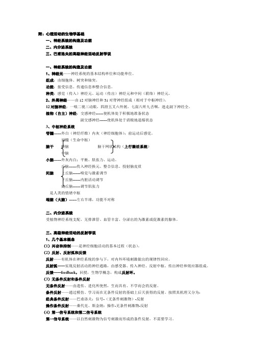 附：心理活动的生物学基础