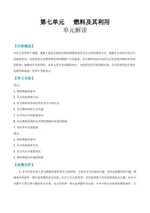 第七单元 燃料及其利用-2020-2021学年九年级化学上册单元知识及考点全解读(人教版)(解析版)