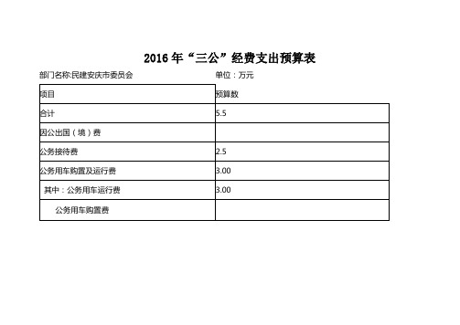 2016年三公经费支出预算表