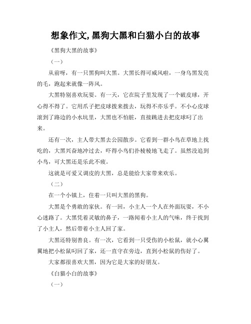 想象作文,黑狗大黑和白猫小白的故事