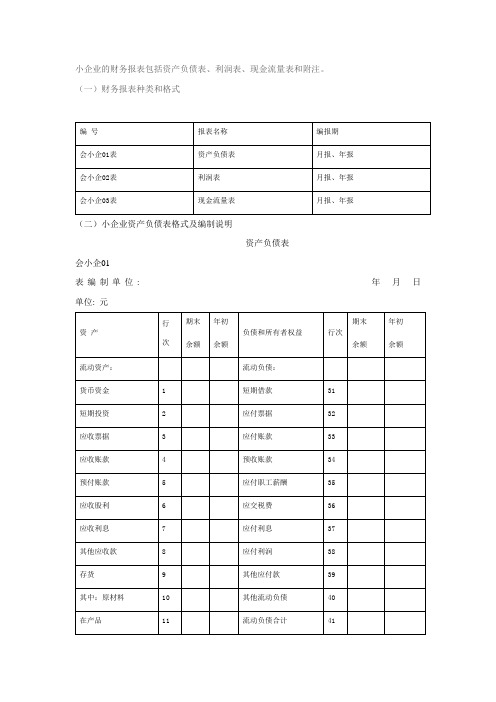 最新小企业财务报表(2013版)及填表说明.