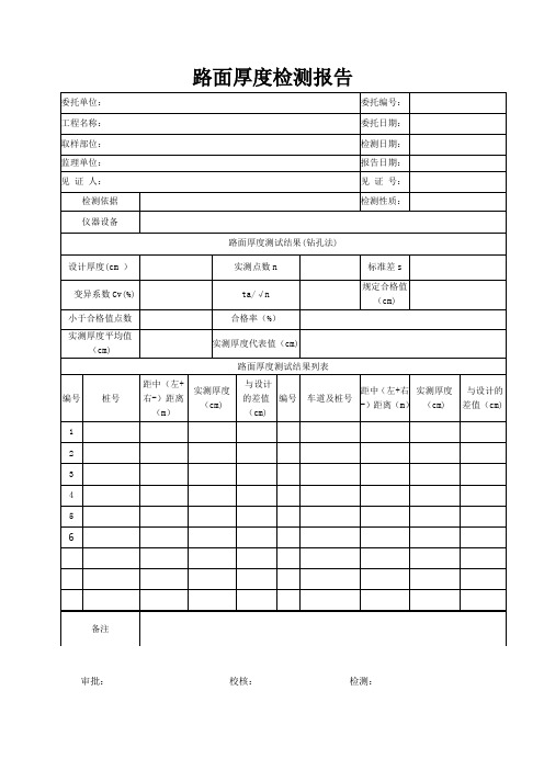 路面厚度检测报告