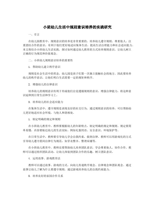 小班幼儿生活中规则意识培养的实践研究