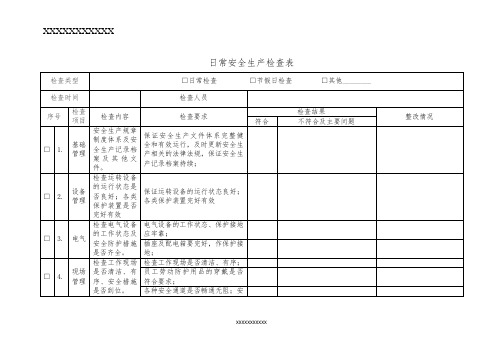 日常安全生产检查表