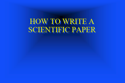 How to write a scientific paper