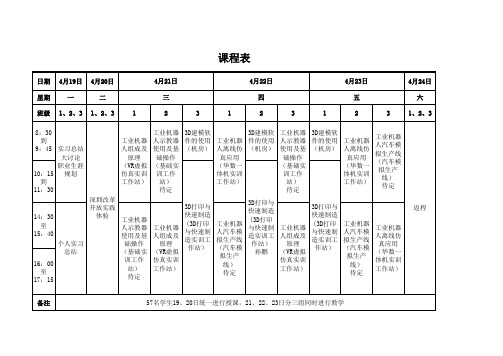 工业机器人培训课程安排表