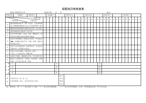 装配线日常检查表