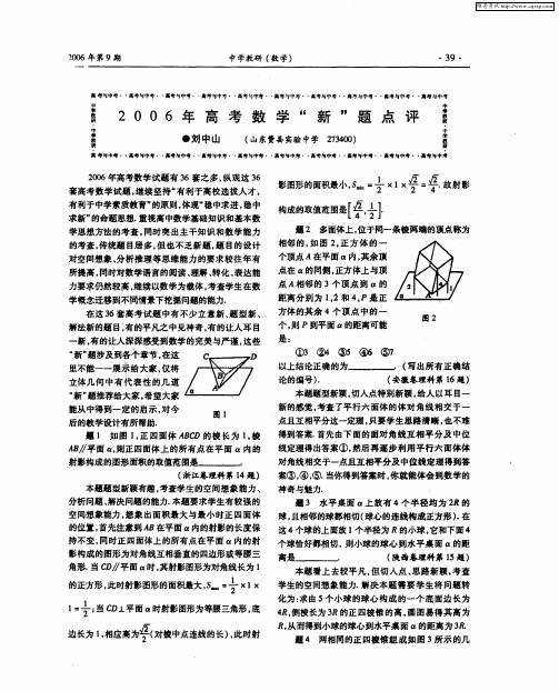 2006年高考数学“新”题点评