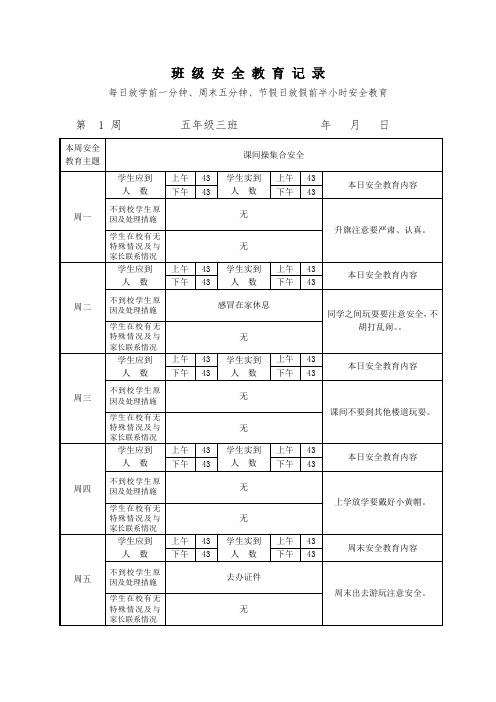 5.3班级安全教育记录