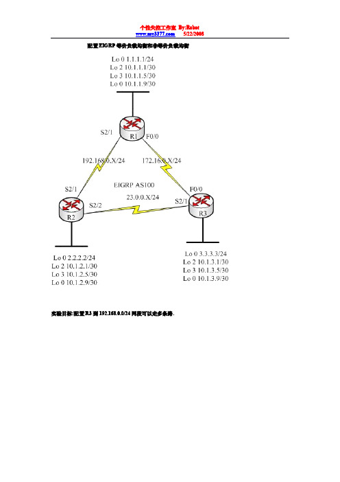 配置EIGRP等价负载均衡和非等价负载均衡