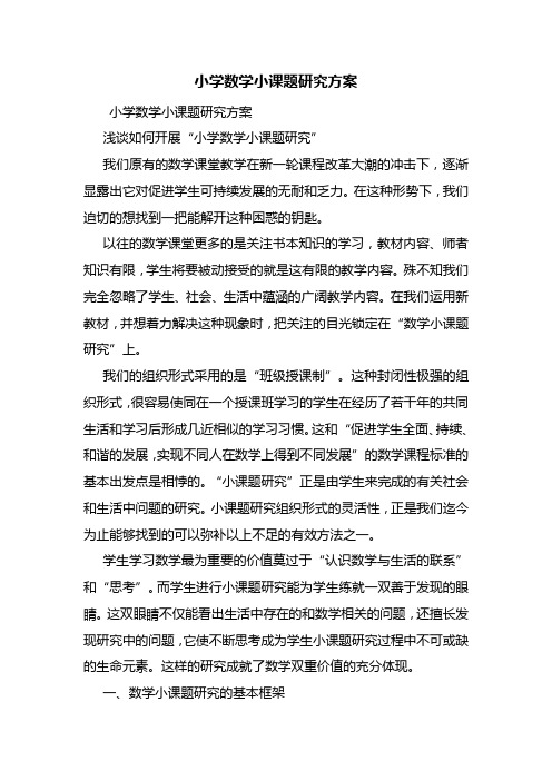 小学数学小课题研究方案