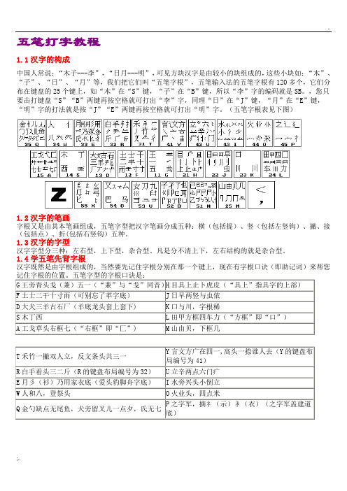 五笔打字教程(五笔字根表及口诀)