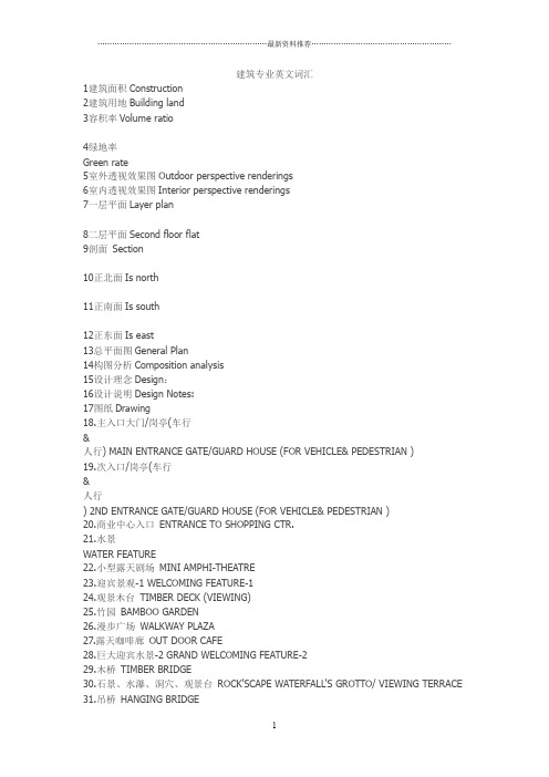 建筑学专业英文词汇精编版