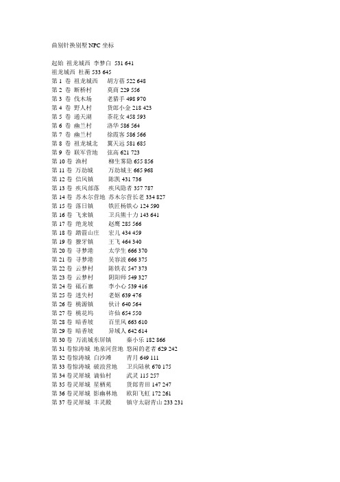 完美国际 曲别针换别墅NPC坐标