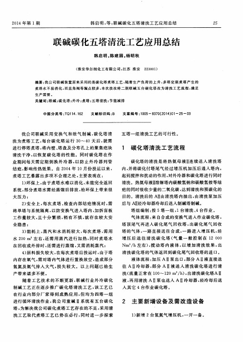 联碱碳化五塔清洗工艺应用总结