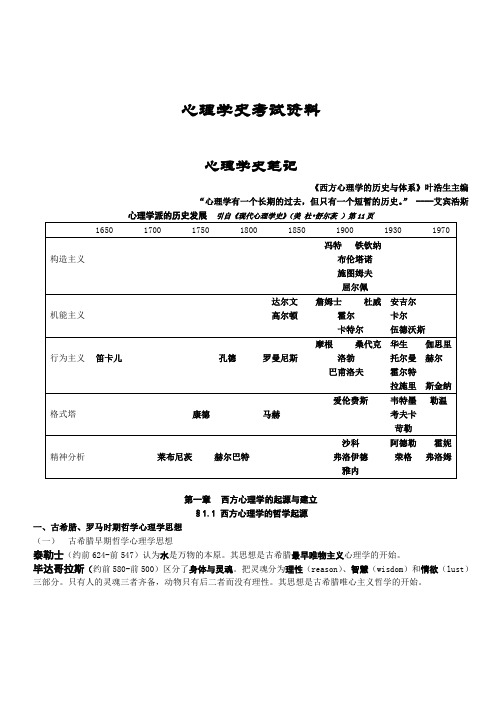 最新心理学史考试资料