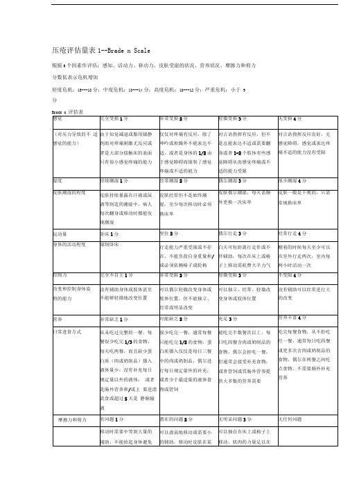 压疮评估量表