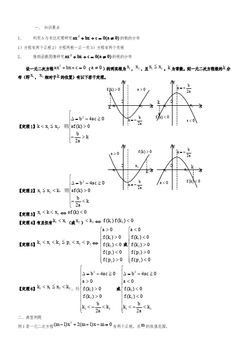 一元二次方程根的分布问题、恒成立问题