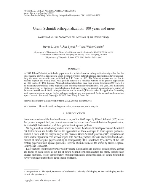 Gram-Schmidt orthogonalization_100 years and more(综述)(给学生)