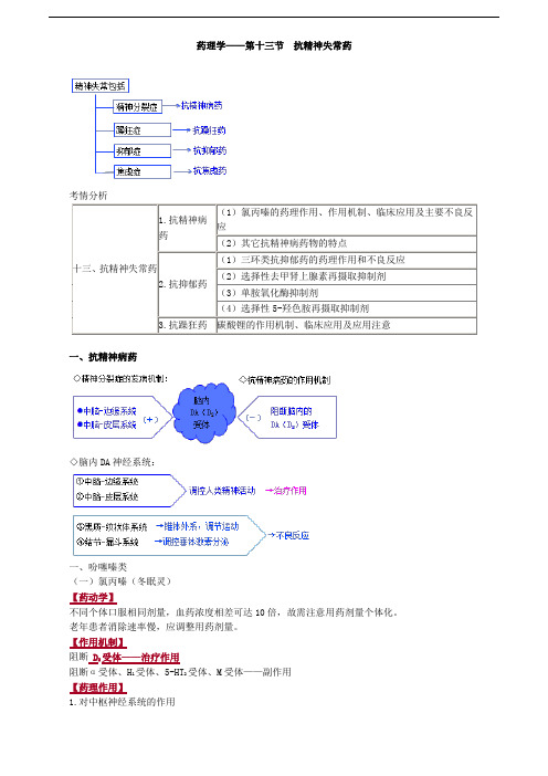 主管药师专业知识讲义-药理学——第十三节 抗精神失常药