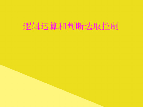 逻辑运算和判断选取控制PPT资料(正式版)