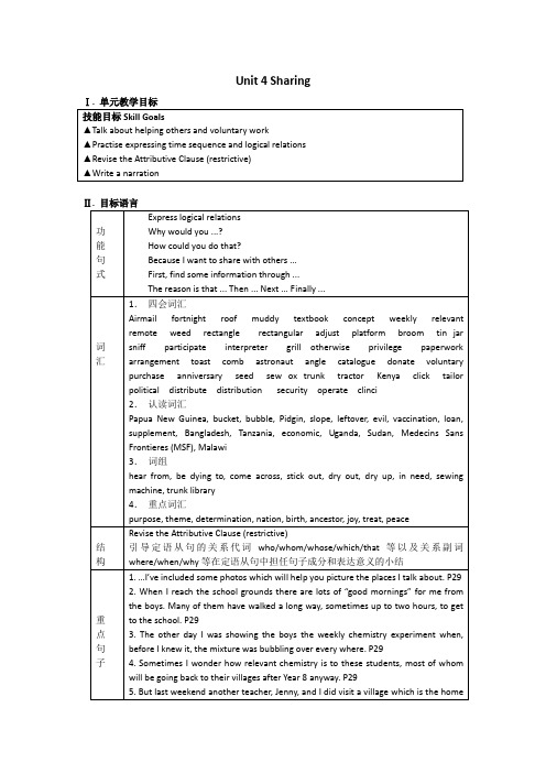 人教高中英语选修七：Unit+4教案.doc