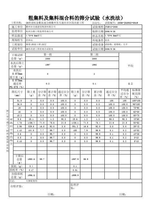 粗集料筛分(水洗法)