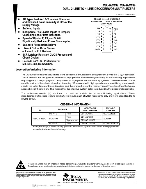 CD74AC139M,CD74AC139ME4,CD74AC139MG4, 规格书,Datasheet 资料