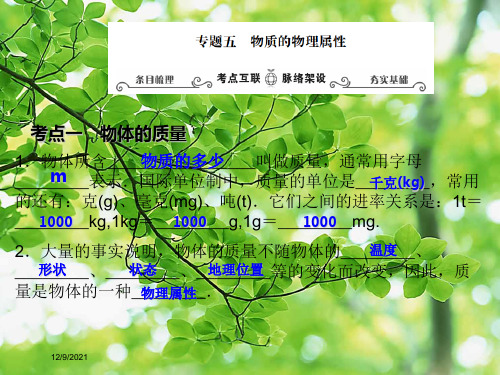 中考物理专题复习 五 物质的物理属性物理课件