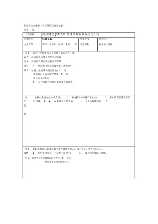 安全周检巡查记录表